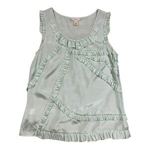 J.Crew Silk Evie Ruffled Top Size 2 Breeze Mint Tank Top